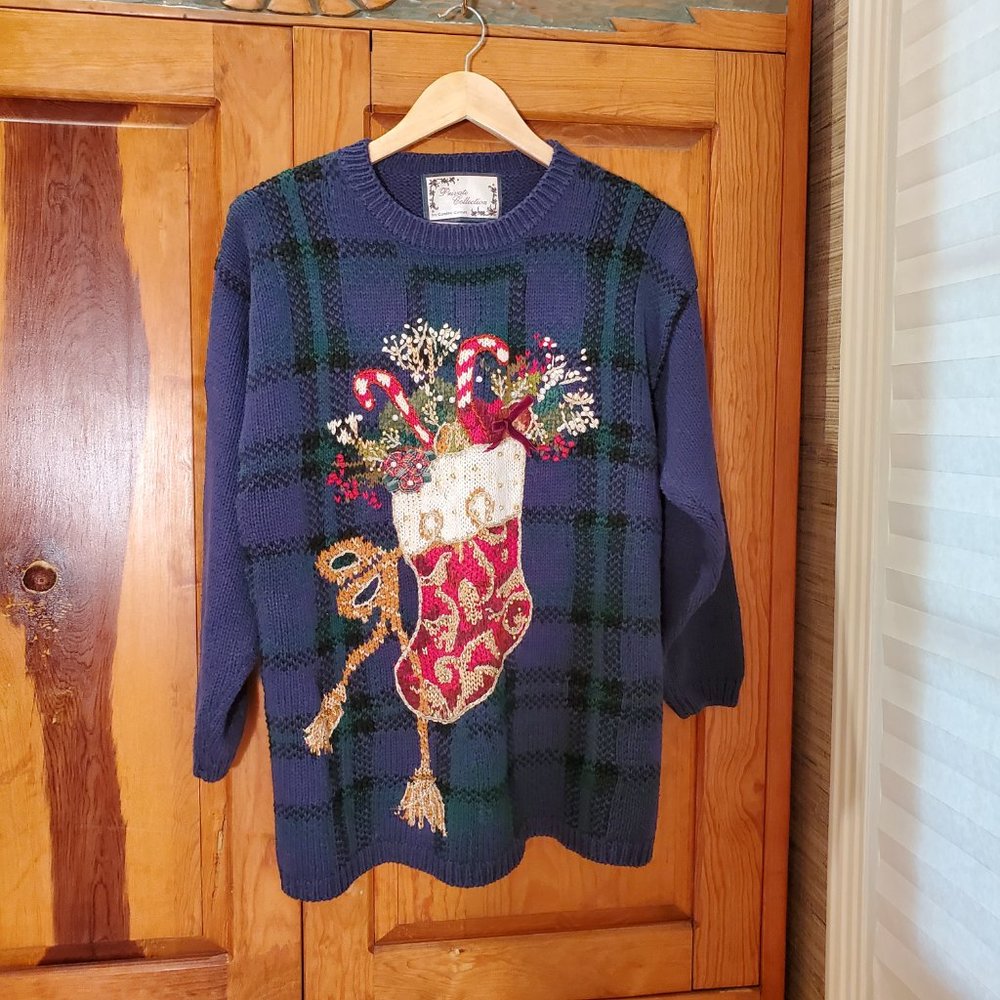 Private Collection Carolina Colours Xmas Sweater Stocking Ugly Long Vintage
